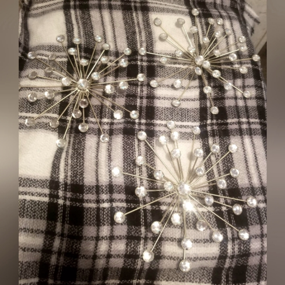 Elico Ltd. Zeckos Gold Metal Starburst Jeweled Hanging Wall Art Set Of 3